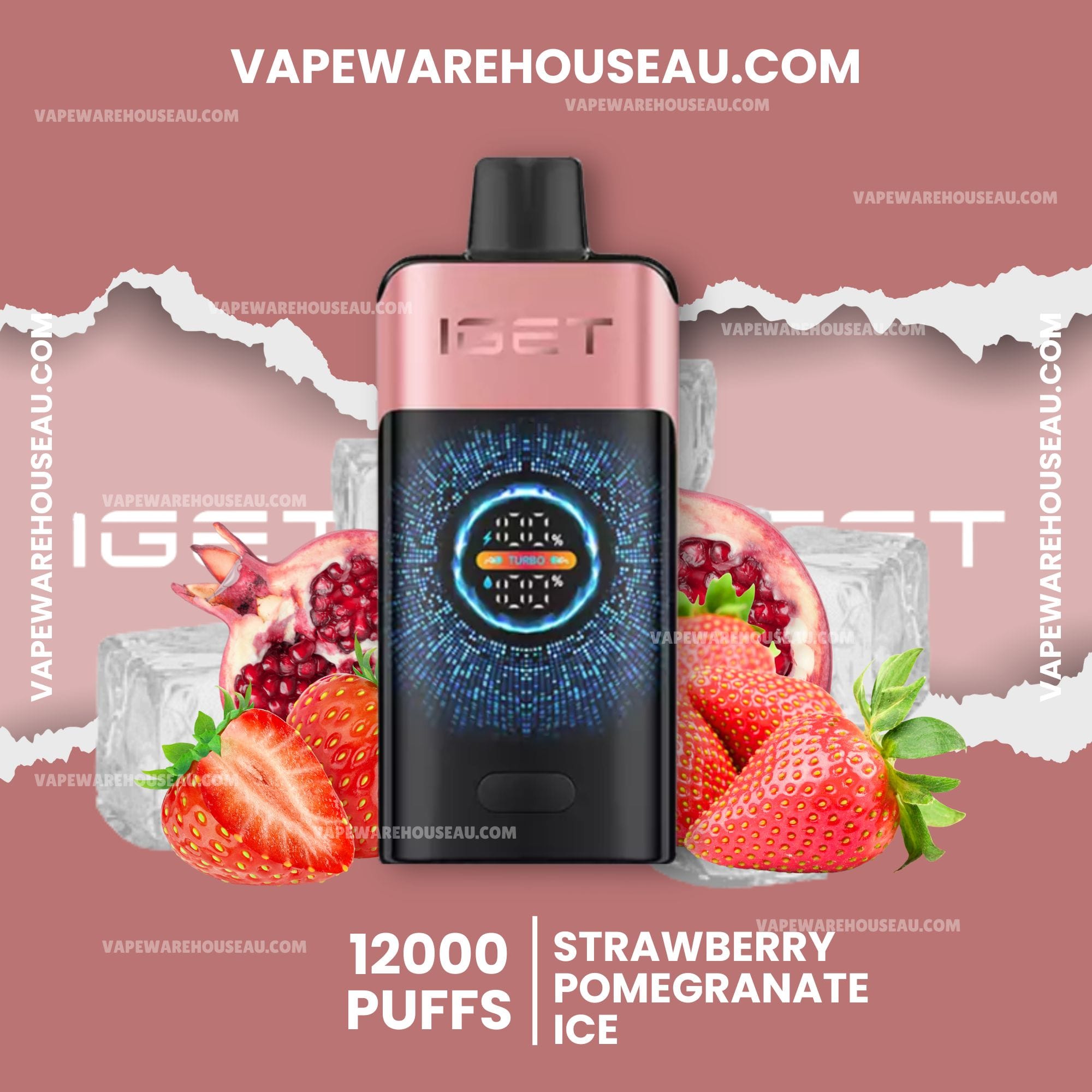 IGET One 12000 Puffs Strawberry Pomegranate Ice 1 IGET One 12000 Puffs Strawberry Pomegranate Ice